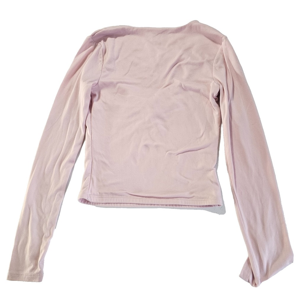 Harper & Ivy Womens Pink Long Sleeve Sweetheart Neck Top Size Small Stretch - Picture 2 of 3